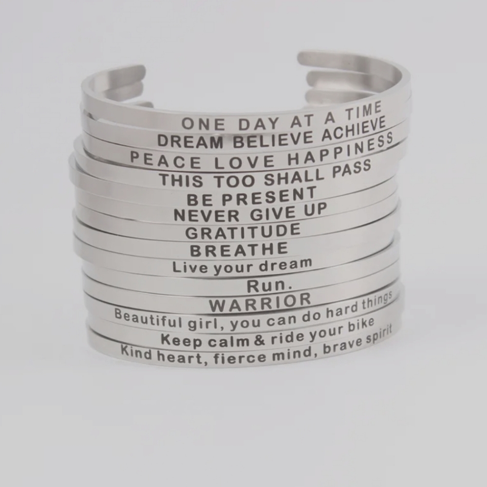 Mantra cuff bracelet set of 4